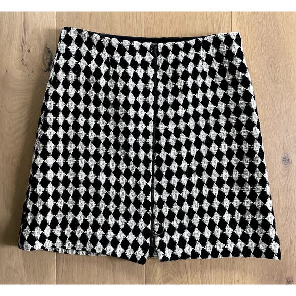 Trina Turk Harlequin Checkerboard Wool Mini Skirt - Size 8 - Picture 2 of 7